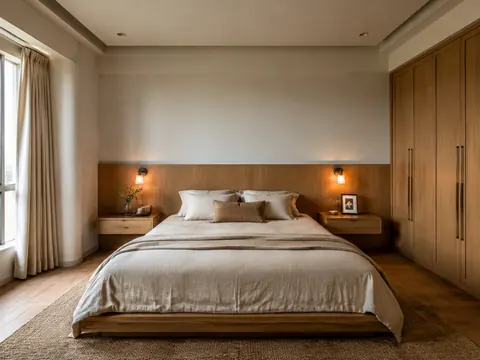 The quiet oak bedroom — design concept