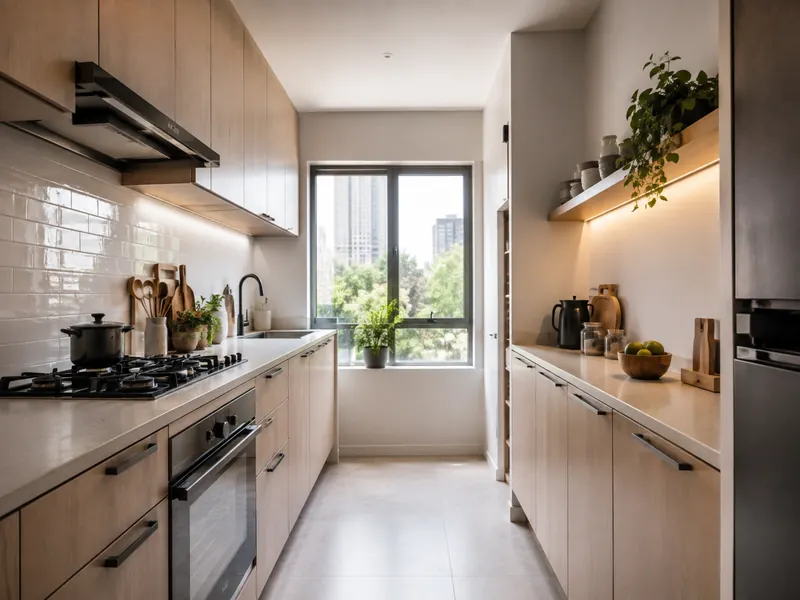 Light galley kitchen
