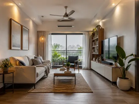 Monsoon-ready lounge: Raised furniture layout, Washable upholstery and Powder-coated metal